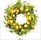 20 inch Artificial Lemon Wreath Spring Fruit Wreath with Yellow Lemon and Artificial Green Leaves for Front Door, Window and Wall Hanging Decorations, Holiday Decorations